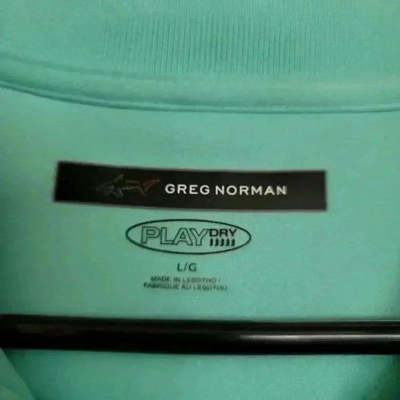 Greg Norman ML75 Polo Shirt Men's Size LG Turquoise 1/4 Button Up Short Sleeve - Picture 3 of 10